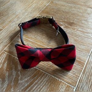 Crew Lala Red & Black Buffalo Plaid Bow Tie Dog Collar